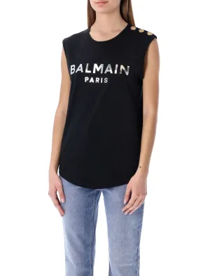 Balmain Logo Printed Crewneck Tank Top