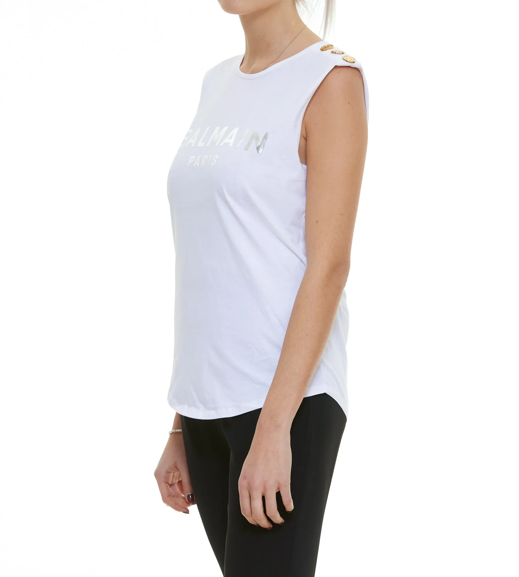 Balmain Logo Printed Crewneck Tank Top