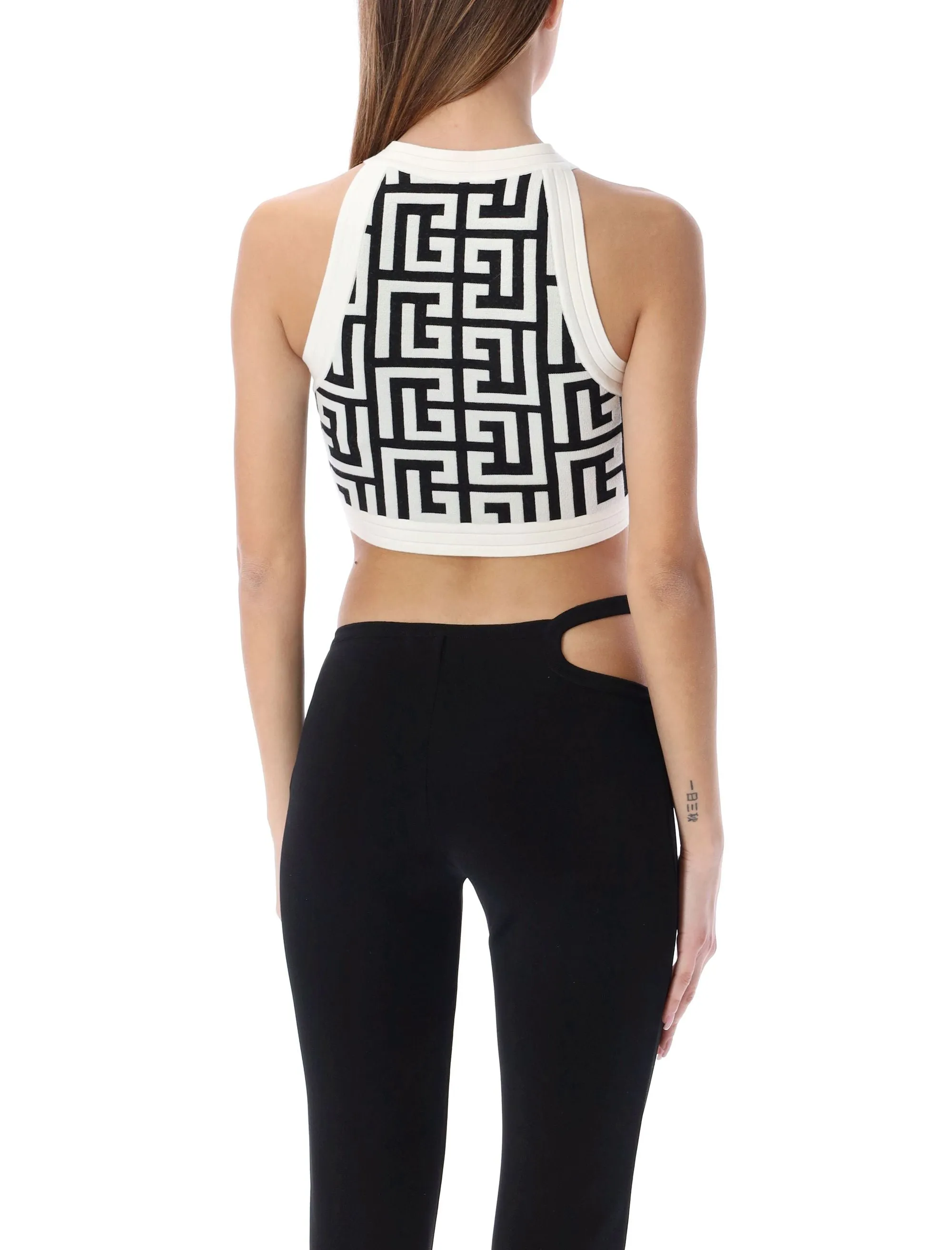 Balmain Monogram Cropped Knitted Top