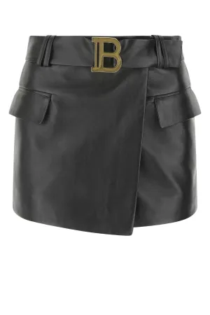 Balmain Monogram Logo Plaque Mini Skirt