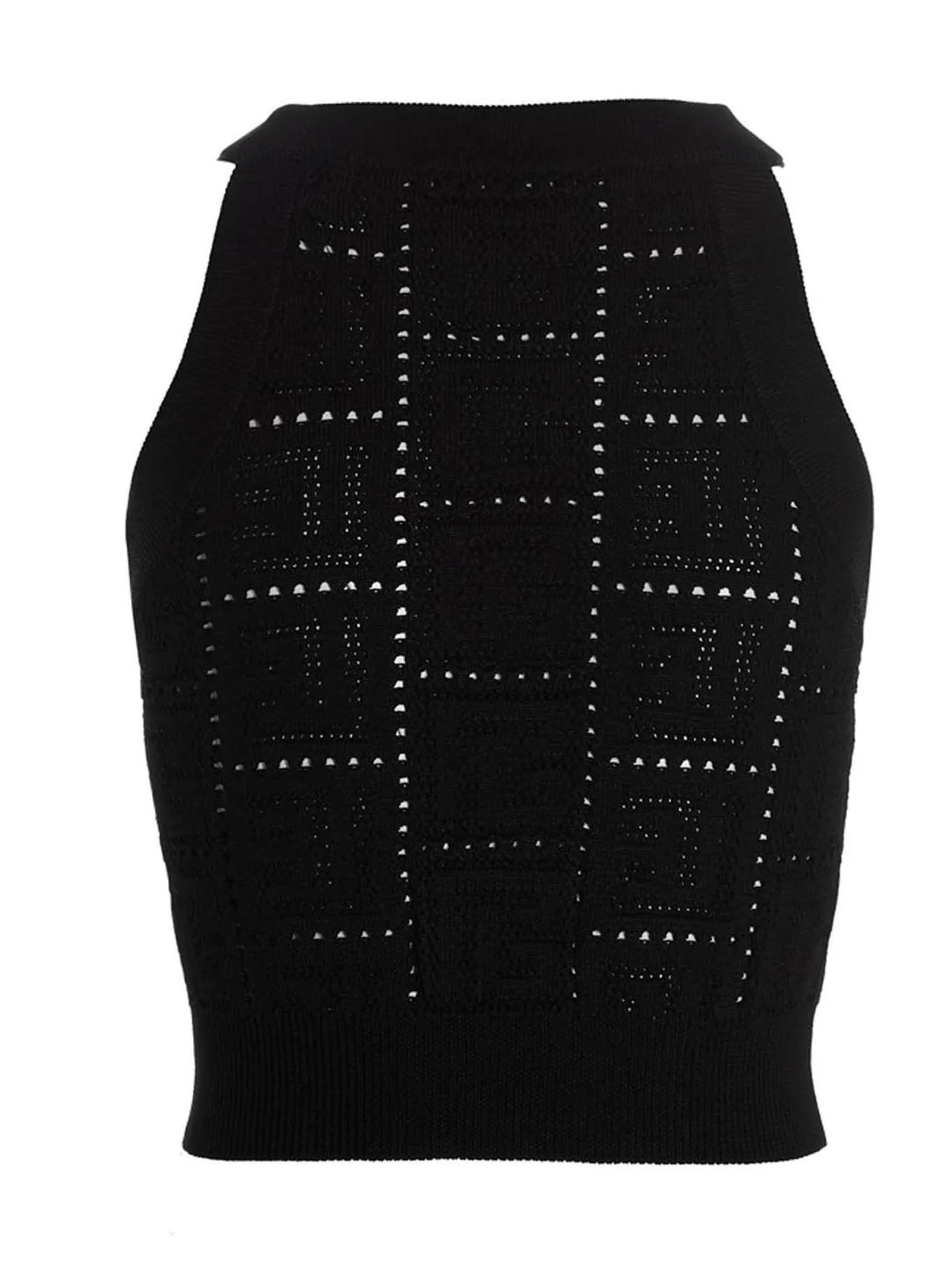 Balmain Monogram Perforated Sleeveless Cropped Top