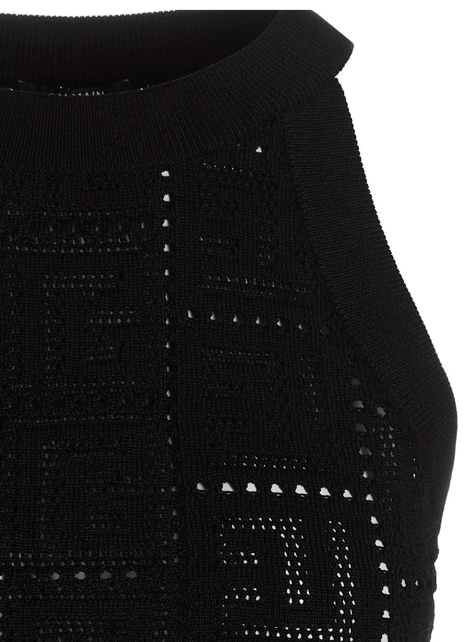 Balmain Monogram Perforated Sleeveless Cropped Top