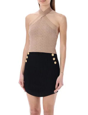 Balmain Monogram Sleeveless Cropped Top