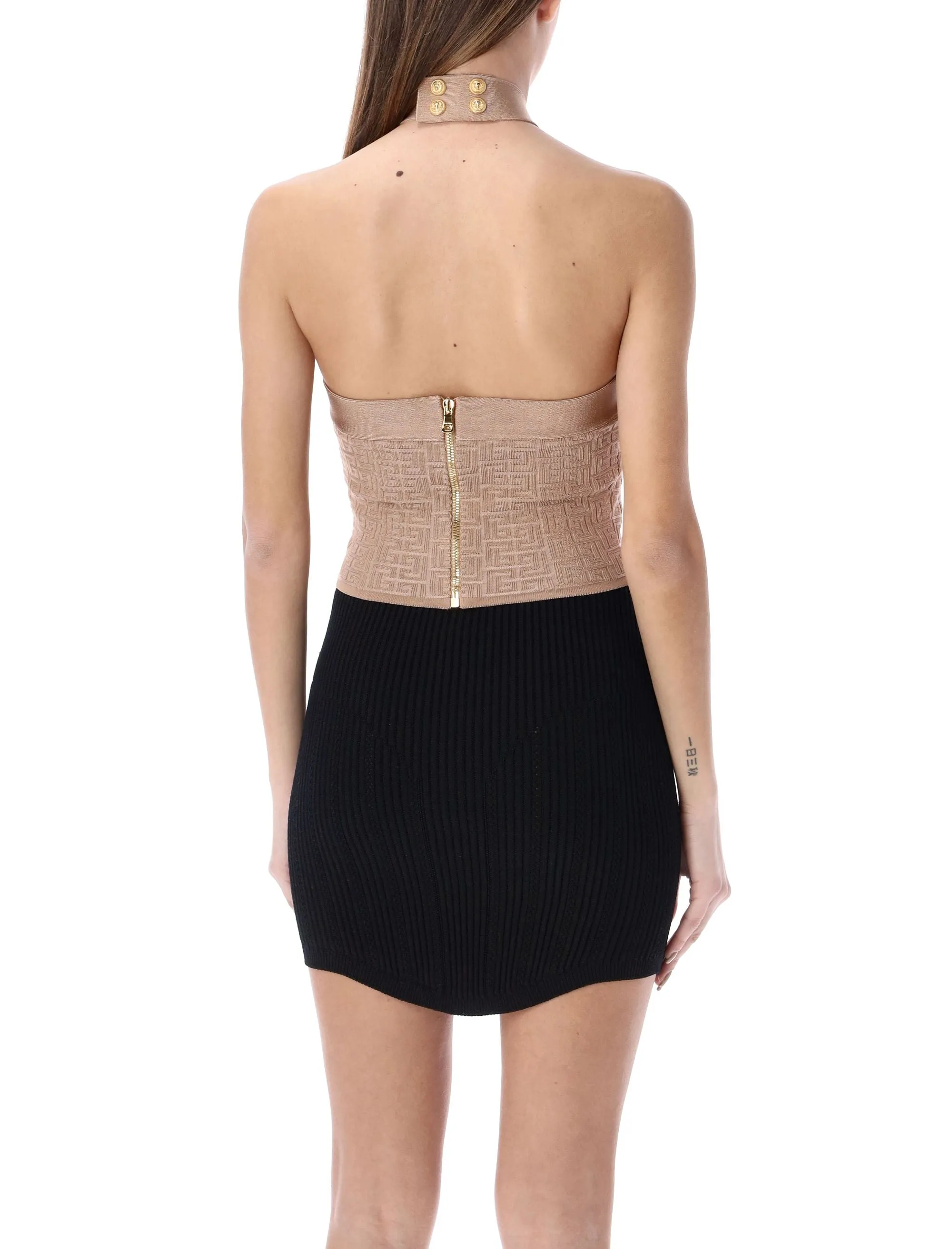 Balmain Monogram Sleeveless Cropped Top