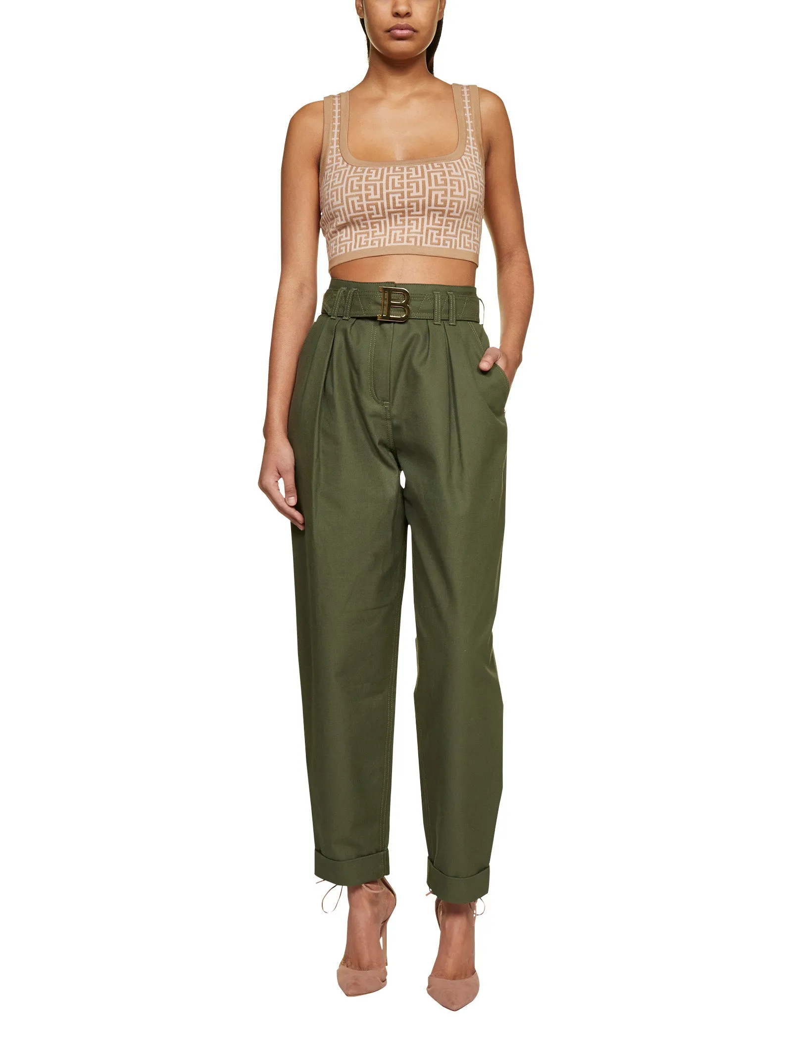 Balmain Scoop-Neck Monogram Jacquard Tank Top