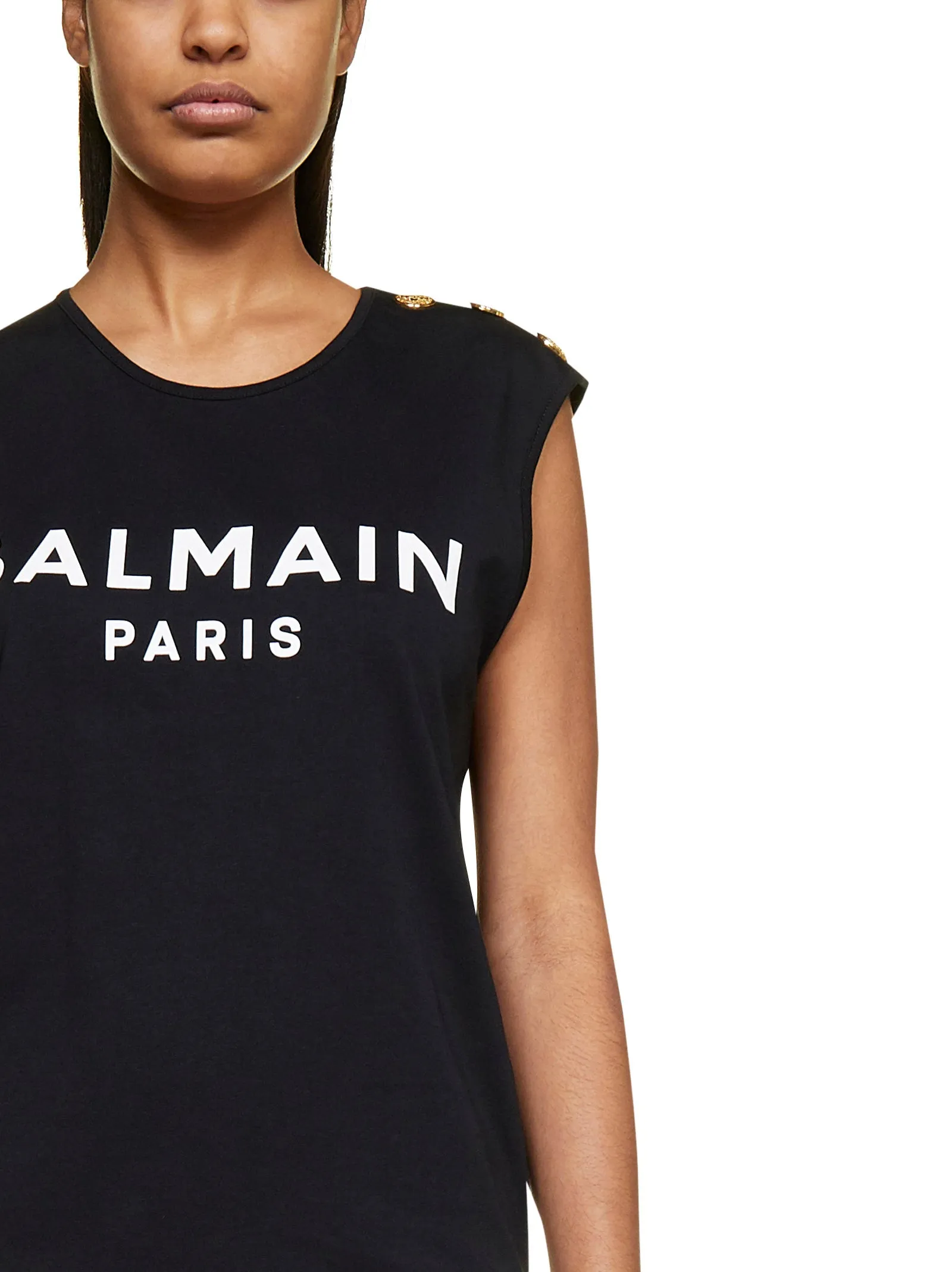 Balmain Sleeveless Logo Printed Tank Top