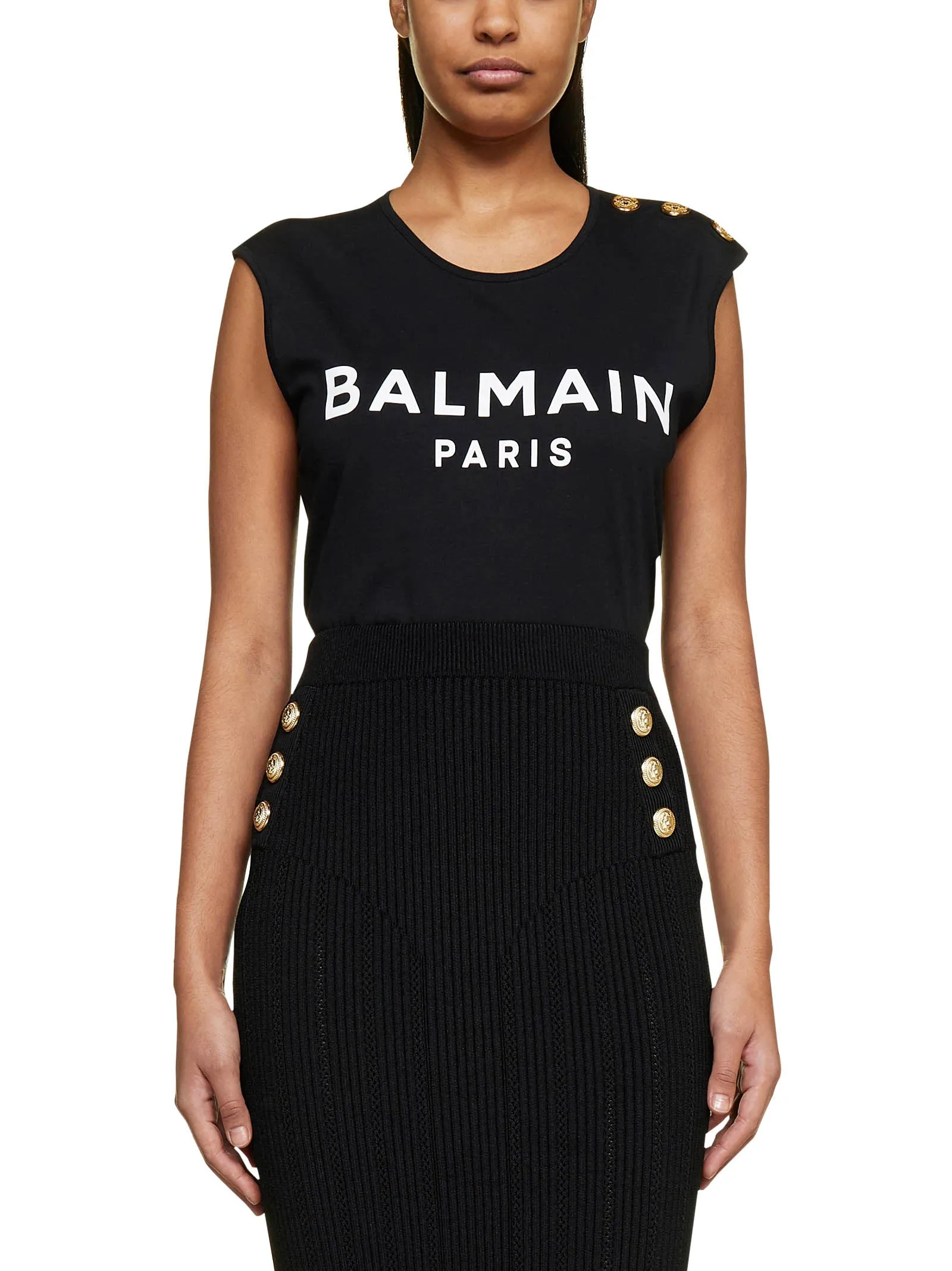 Balmain Sleeveless Logo Printed Tank Top