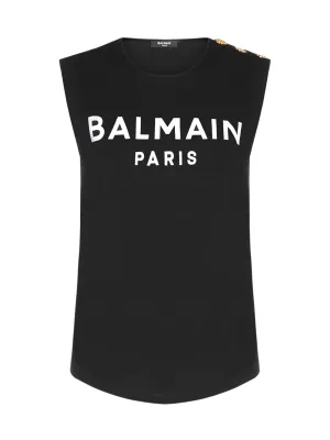Balmain Sleeveless Logo Printed Tank Top