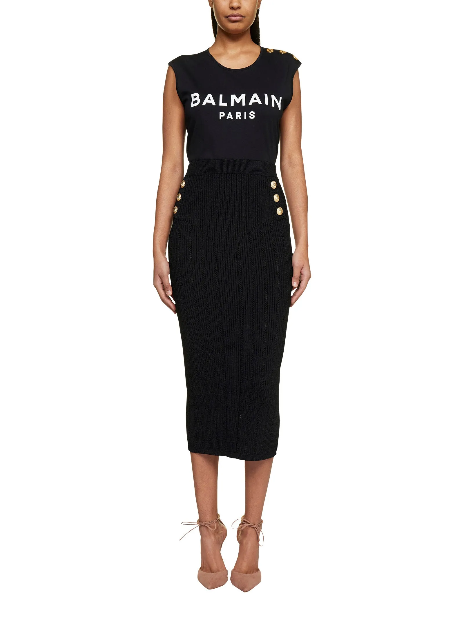 Balmain Sleeveless Logo Printed Tank Top