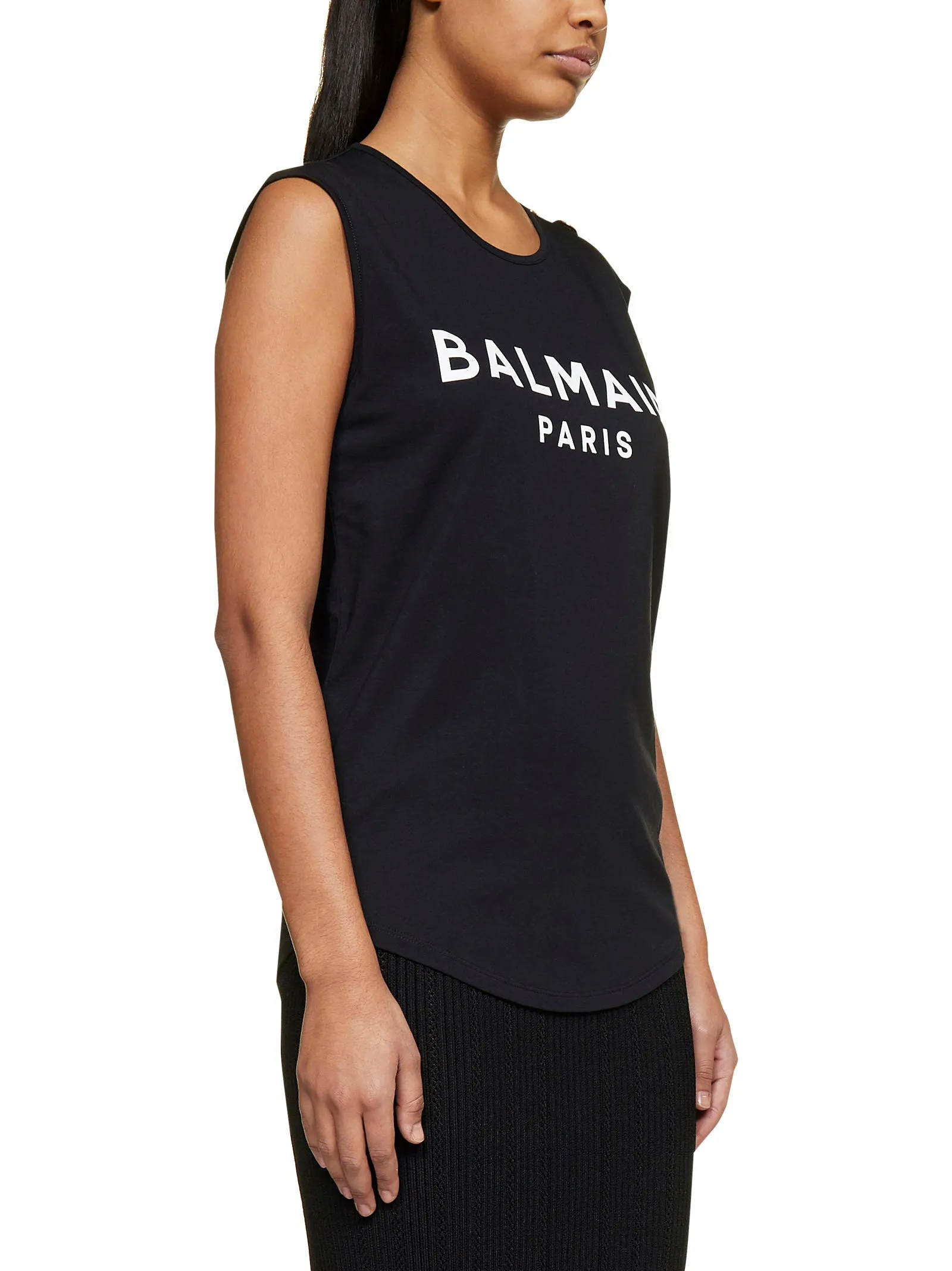 Balmain Sleeveless Logo Printed Tank Top