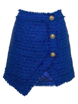 Balmain Tweed Asymmetric Mini Skirt