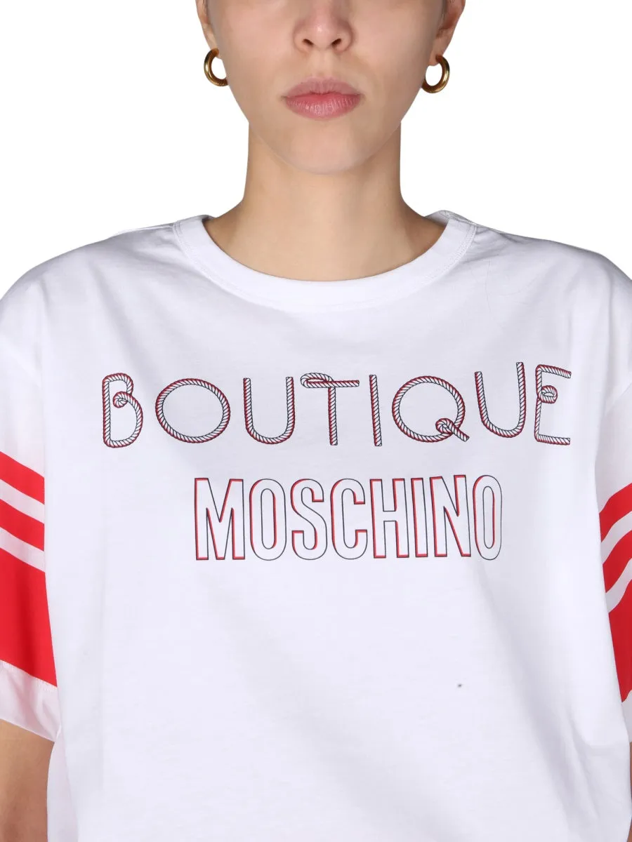 Boutique Moschino Logo Printed Crewneck T-Shirt