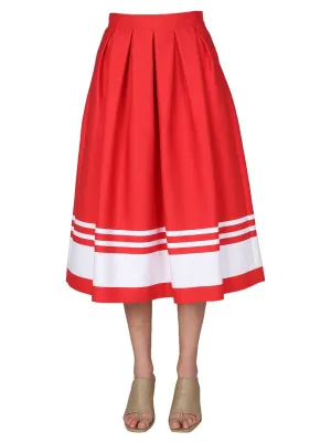 Boutique Moschino Sailor Mood Striped Detail Midi Skirt