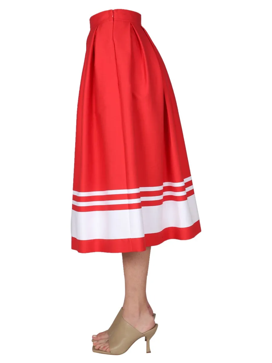 Boutique Moschino Sailor Mood Striped Detail Midi Skirt
