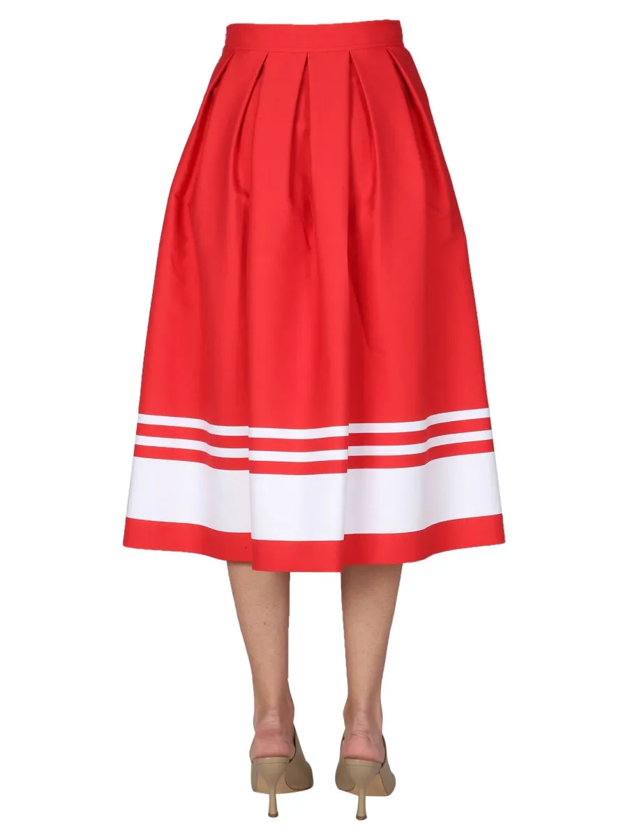 Boutique Moschino Sailor Mood Striped Detail Midi Skirt