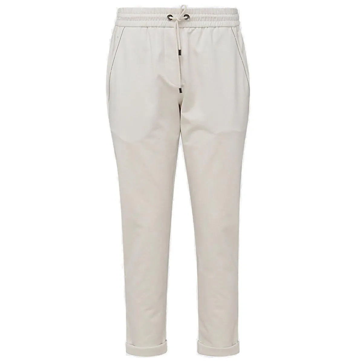 Brunello Cucinelli Drawstring Straight Leg Cropped Trousers
