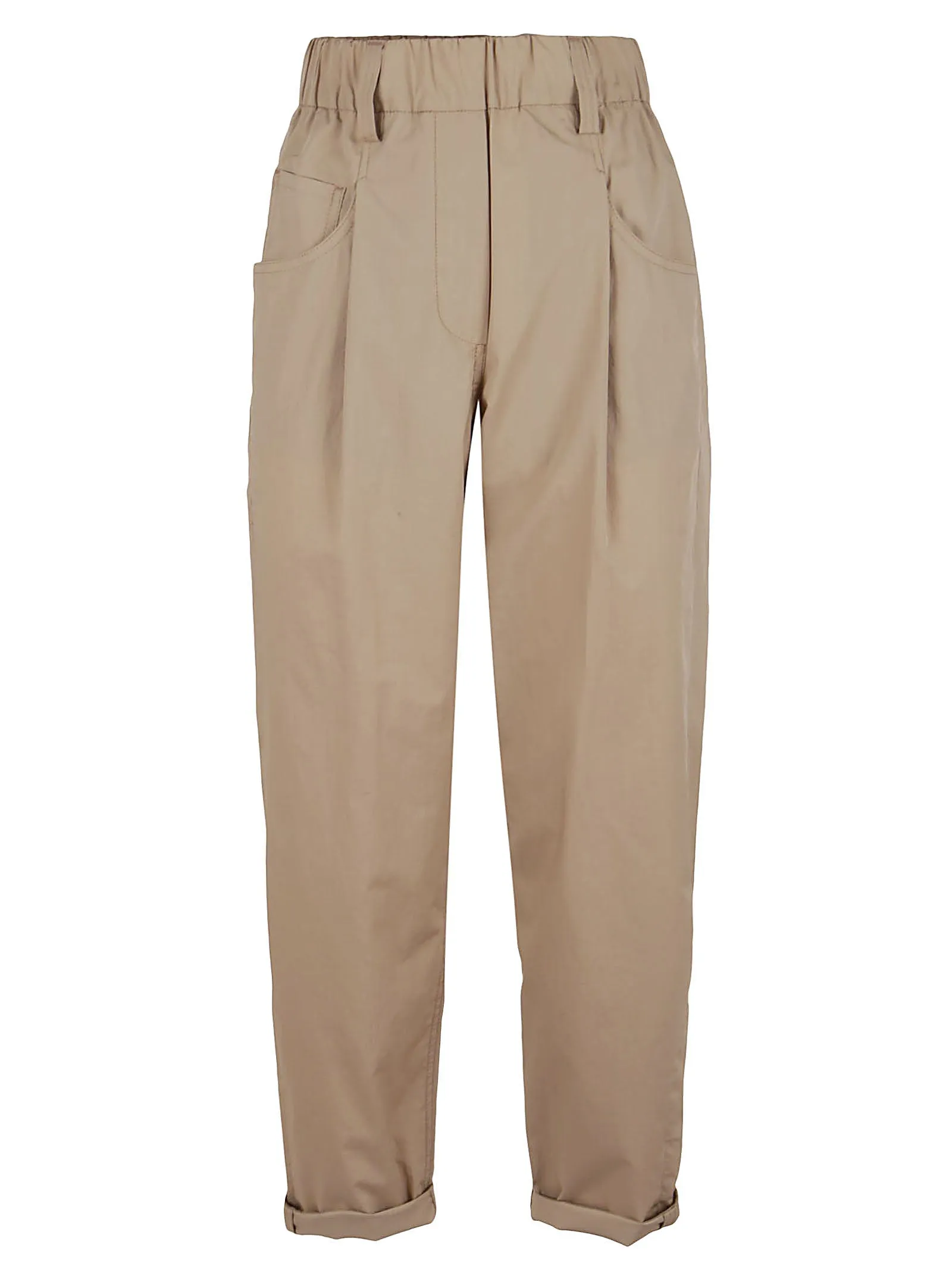 Brunello Cucinelli Elastic Waist Turn-Up Brim Trousers