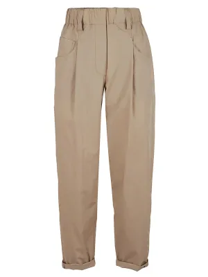 Brunello Cucinelli Elastic Waist Turn-Up Brim Trousers