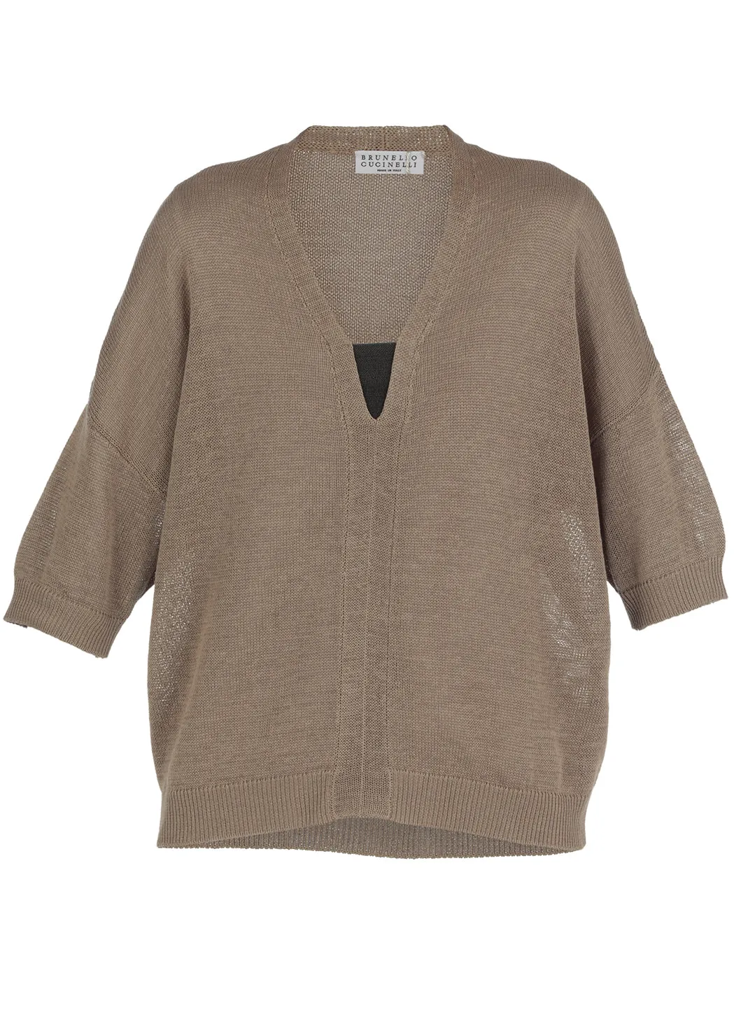 Brunello Cucinelli Monili V-Neck Drop Shoulder Knitted Top