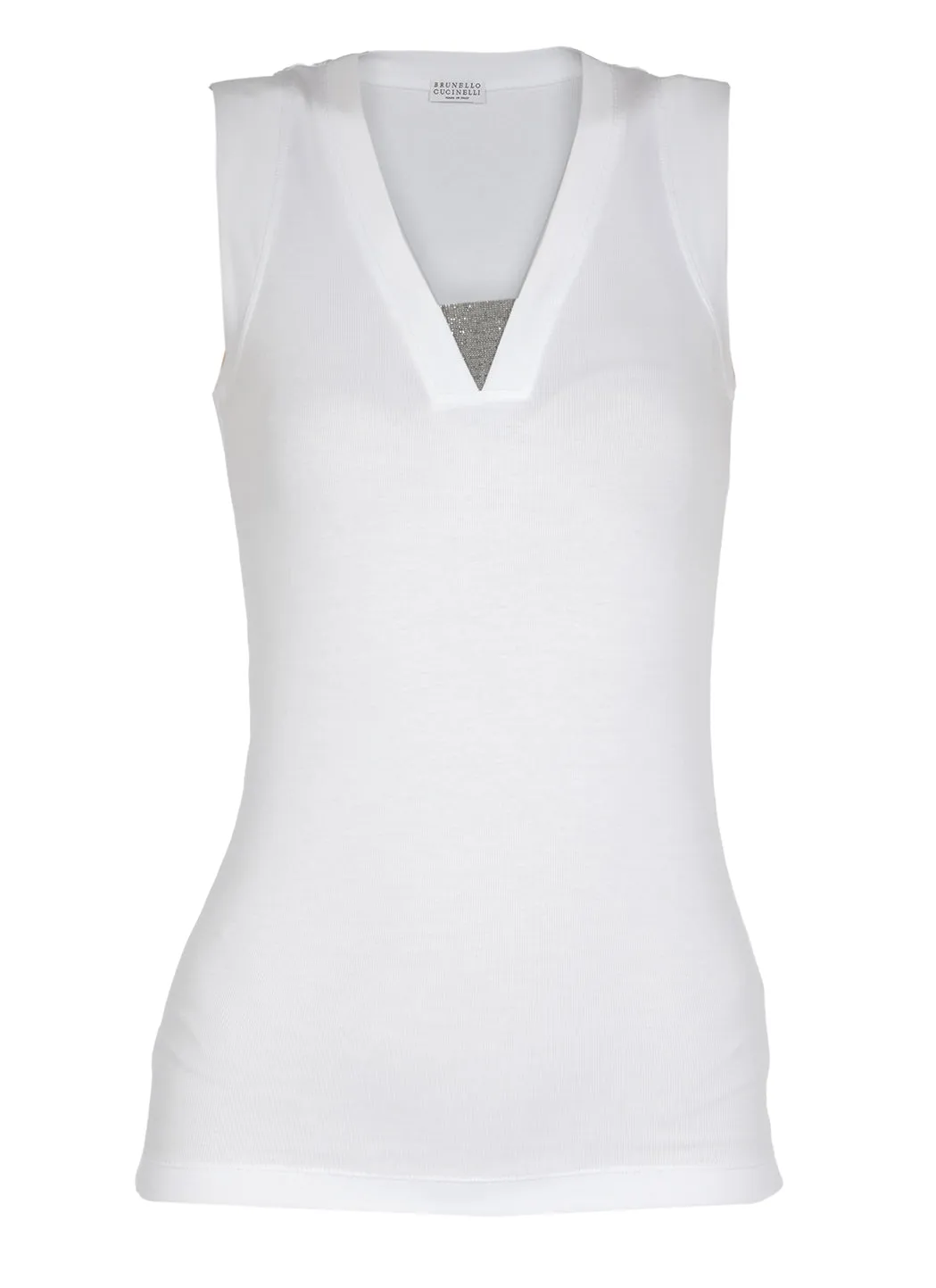 Brunello Cucinelli Ribbed Hem V-Neck Top