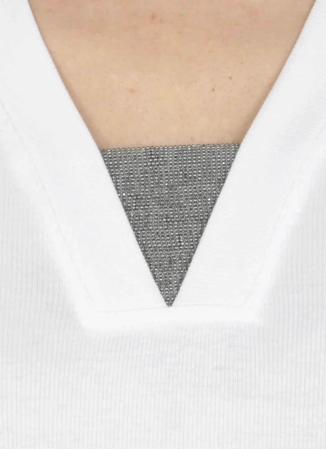 Brunello Cucinelli Ribbed Hem V-Neck Top