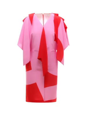 Burberry Cape Sleeve Geometric Print Dress
