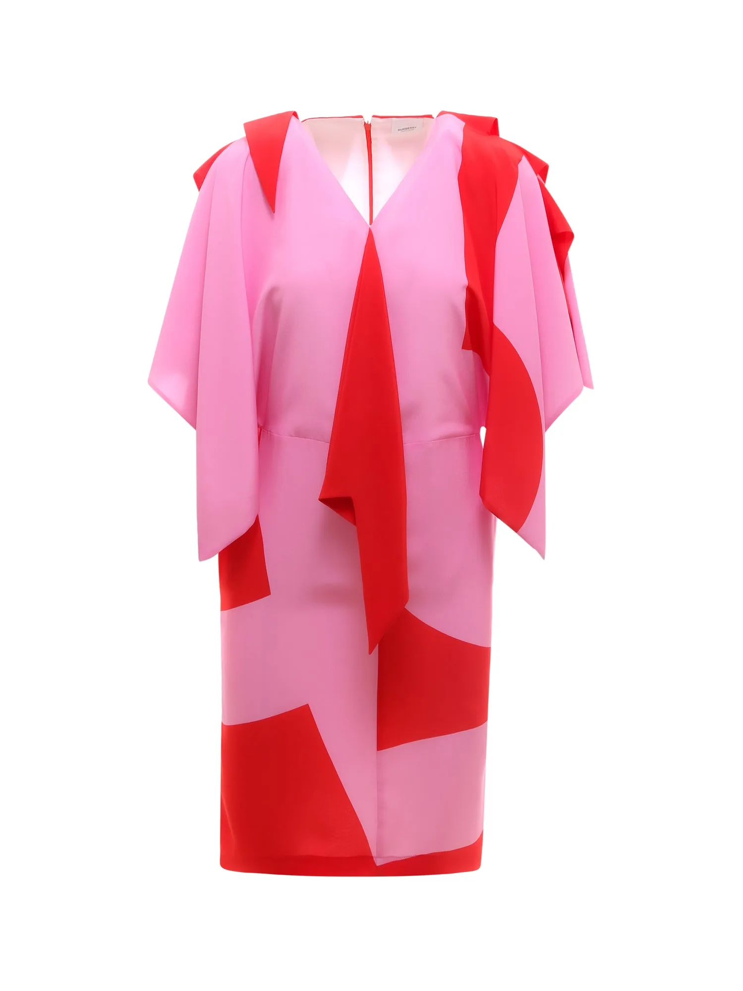 Burberry Cape Sleeve Geometric Print Dress