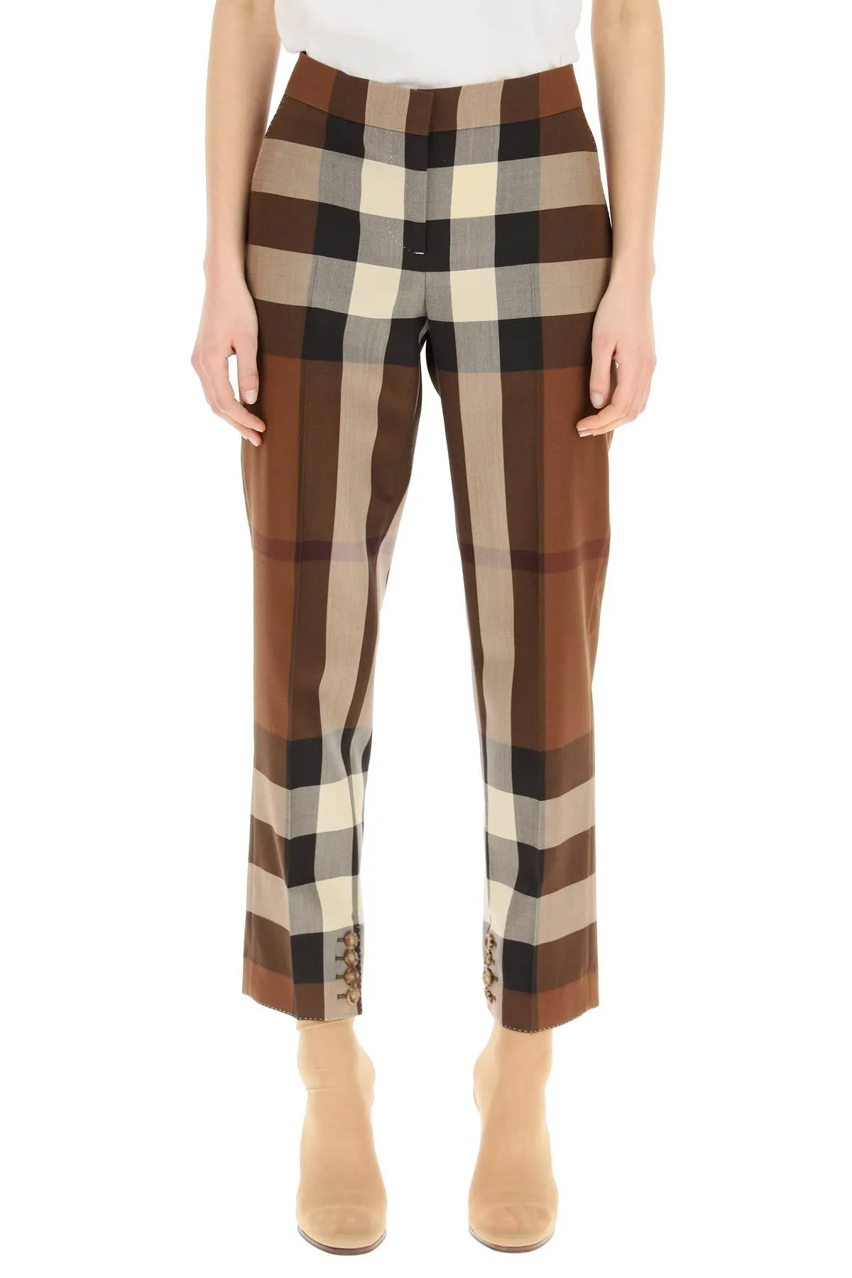 Burberry Check Printed Cropped Trousers