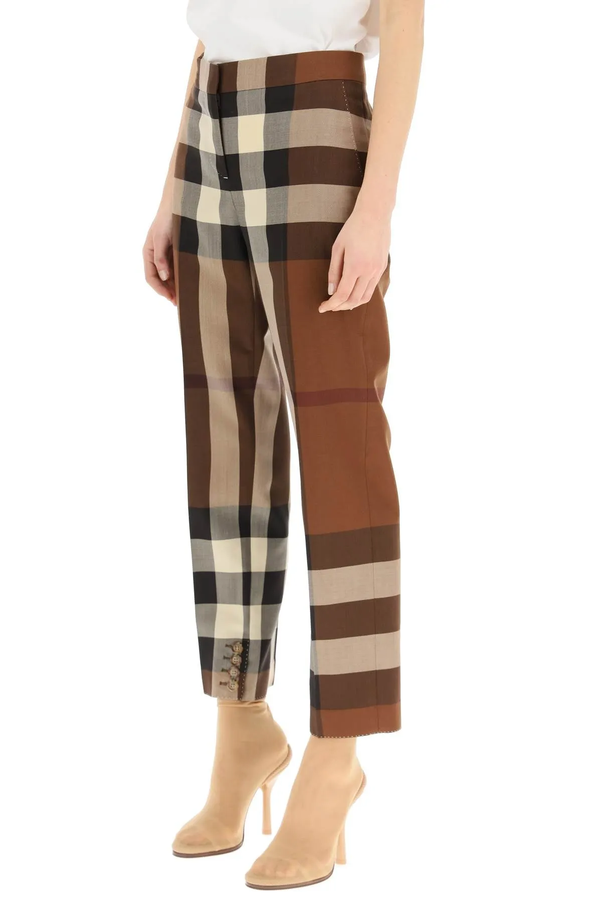Burberry Check Printed Cropped Trousers