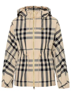 Burberry Checked Long-Sleeved Hooded Jacket