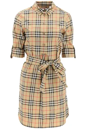 Burberry Checked Tie-Waist Shirt Dress