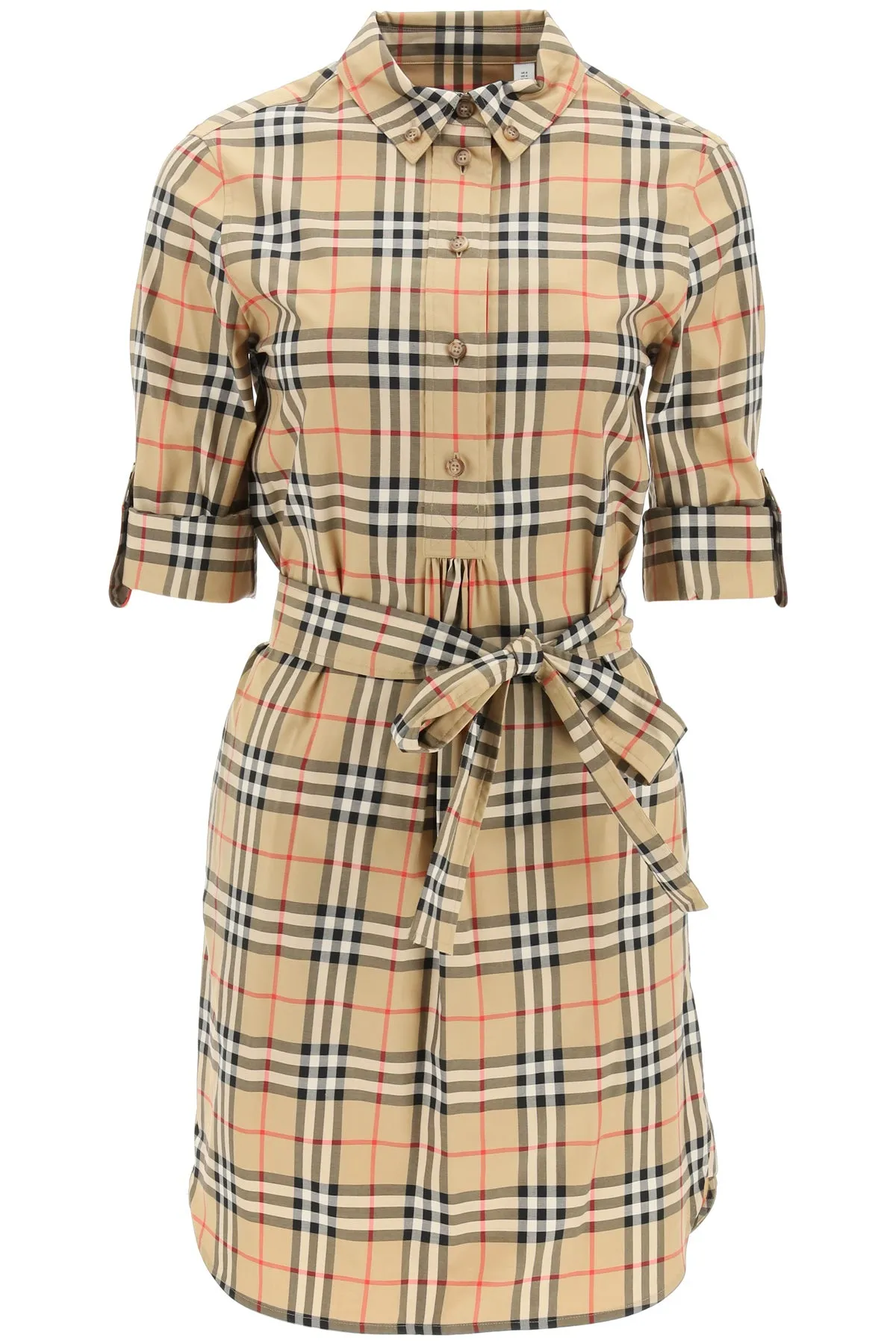 Burberry Checked Tie-Waist Shirt Dress