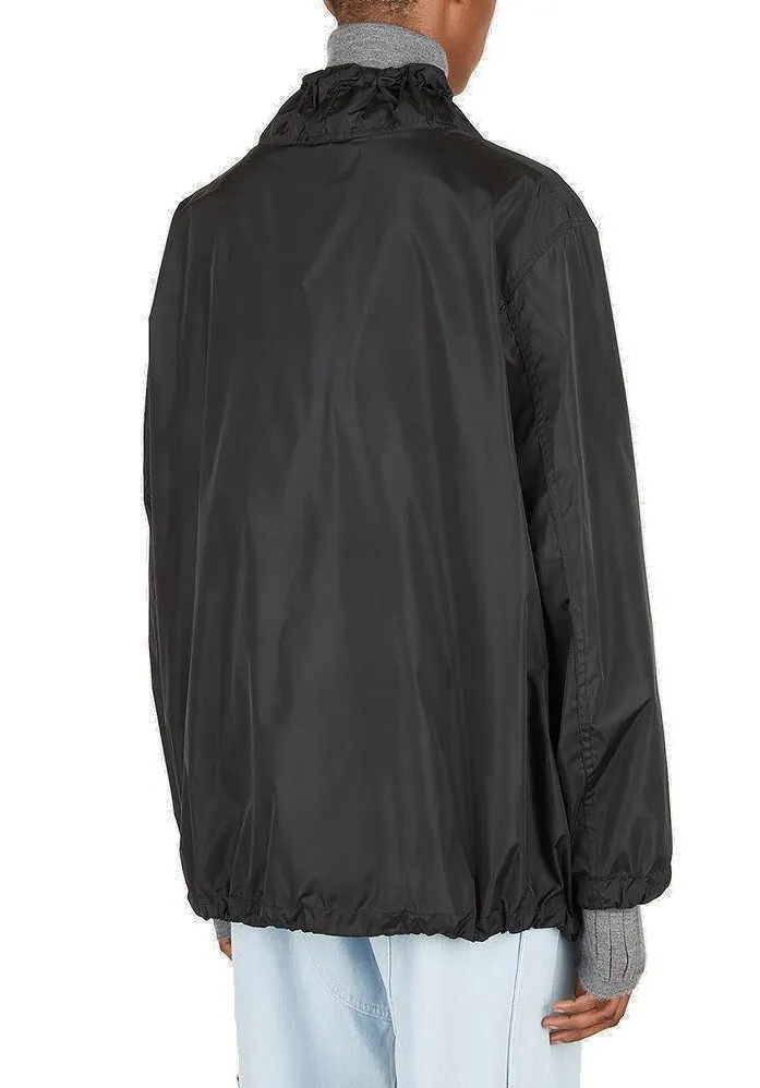Burberry Funnel Neck Logo Printed Drawstring Jacket