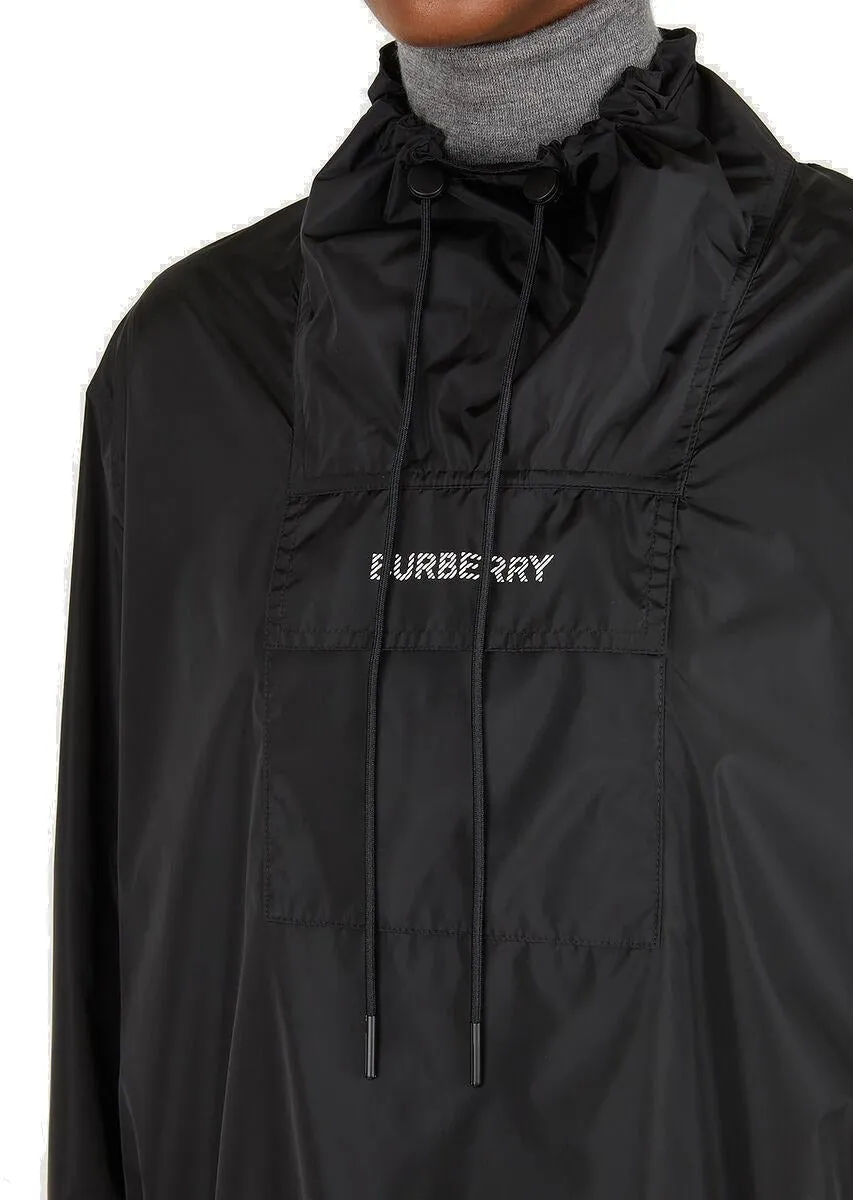 Burberry Funnel Neck Logo Printed Drawstring Jacket