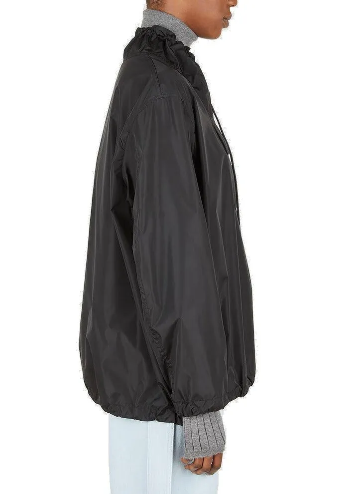Burberry Funnel Neck Logo Printed Drawstring Jacket