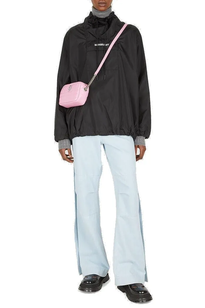 Burberry Funnel Neck Logo Printed Drawstring Jacket