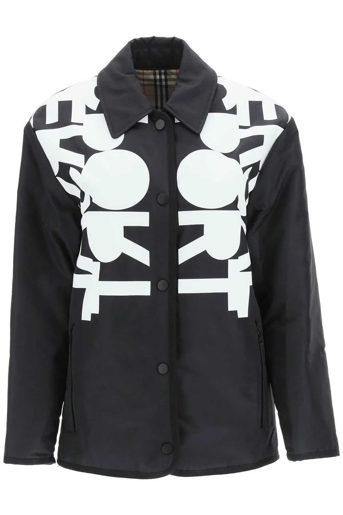 Burberry Lettering Print Reversible Jacket