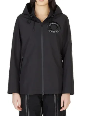 Burberry Logo Patch Hooded Zipped Jacket