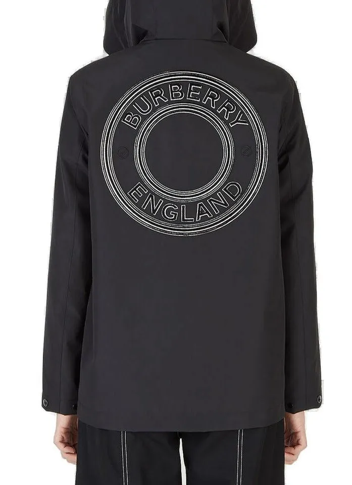Burberry Logo Patch Hooded Zipped Jacket