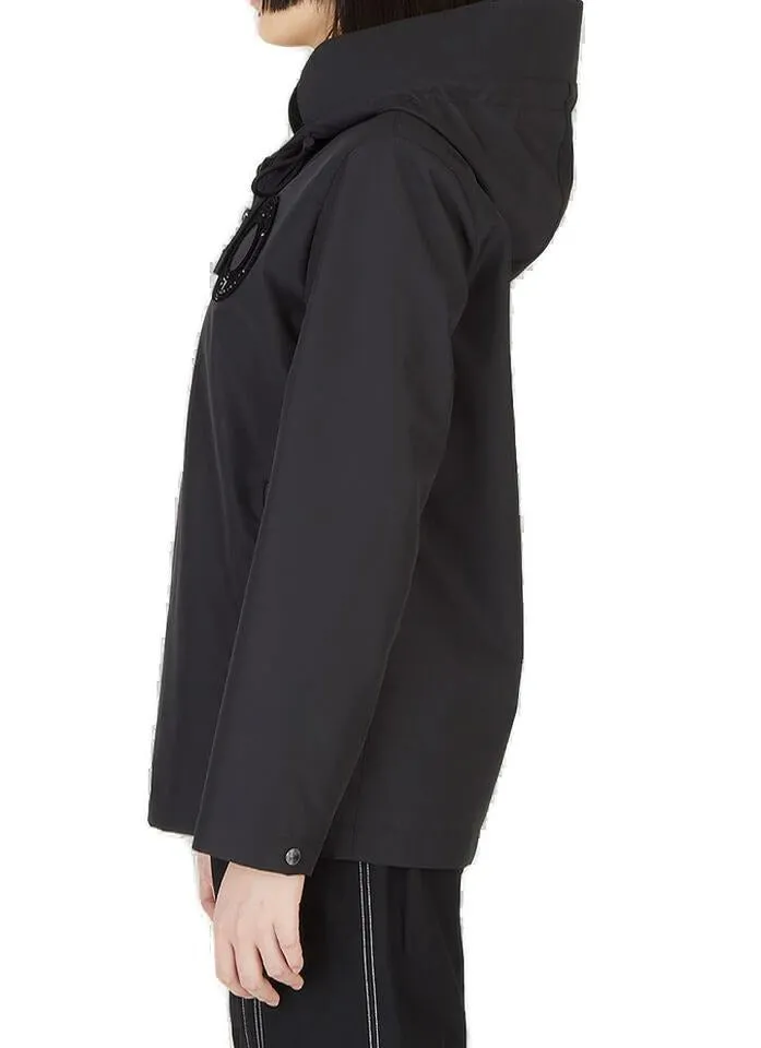 Burberry Logo Patch Hooded Zipped Jacket