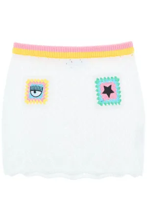 Chiara Ferragni Crochet Straight Hem Mini Skirt