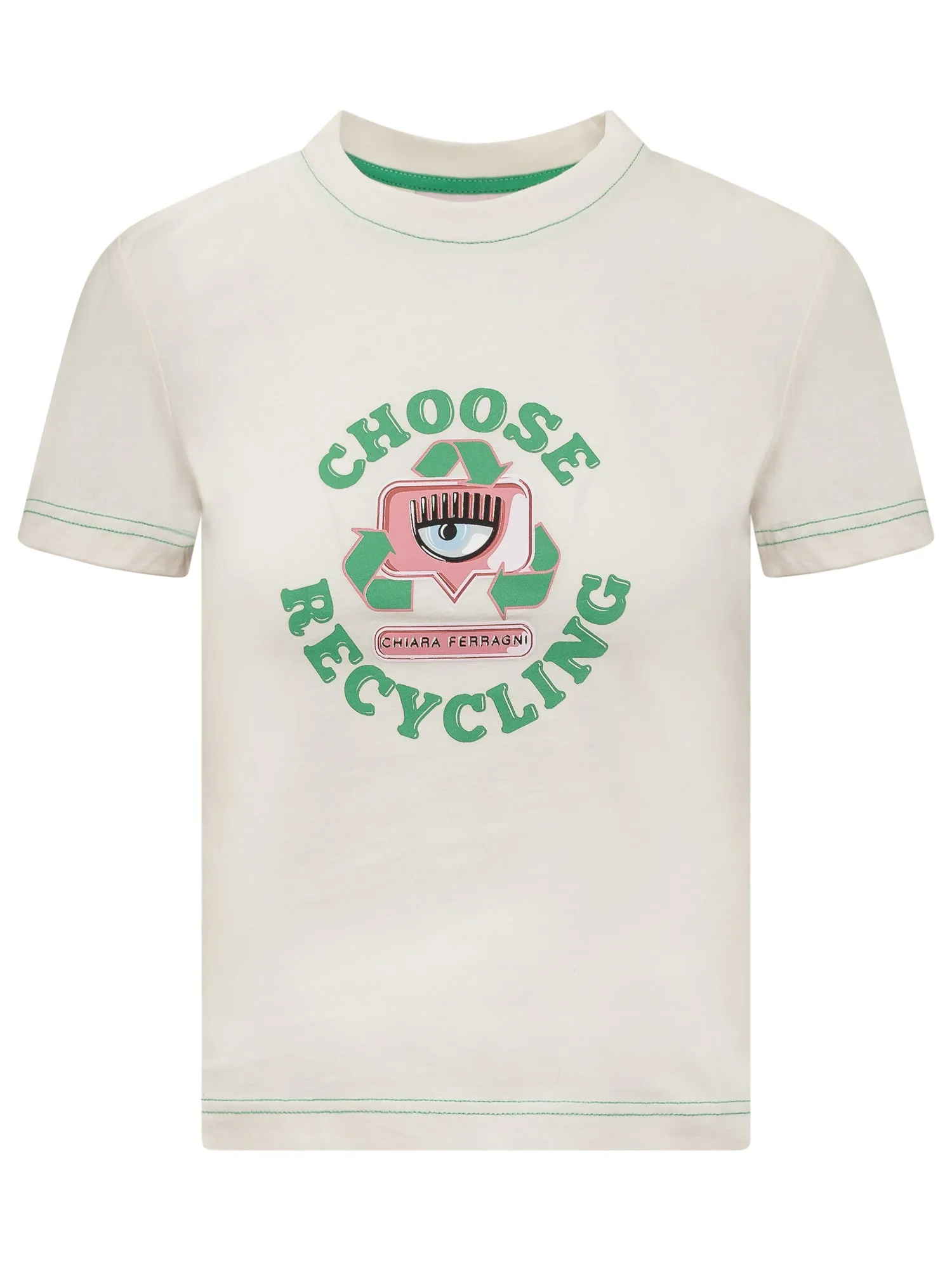 Chiara Ferragni Eyelike Slogan Printed Crewneck T-Shirt