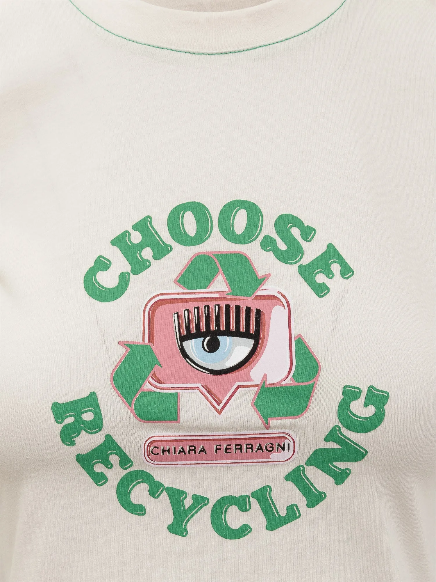 Chiara Ferragni Eyelike Slogan Printed Crewneck T-Shirt
