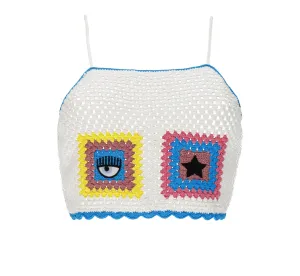 Chiara Ferragni Logo Embroidered Crochet Top