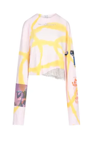 Collina Strada Rhinestone Embellished Cropped T-Shirt