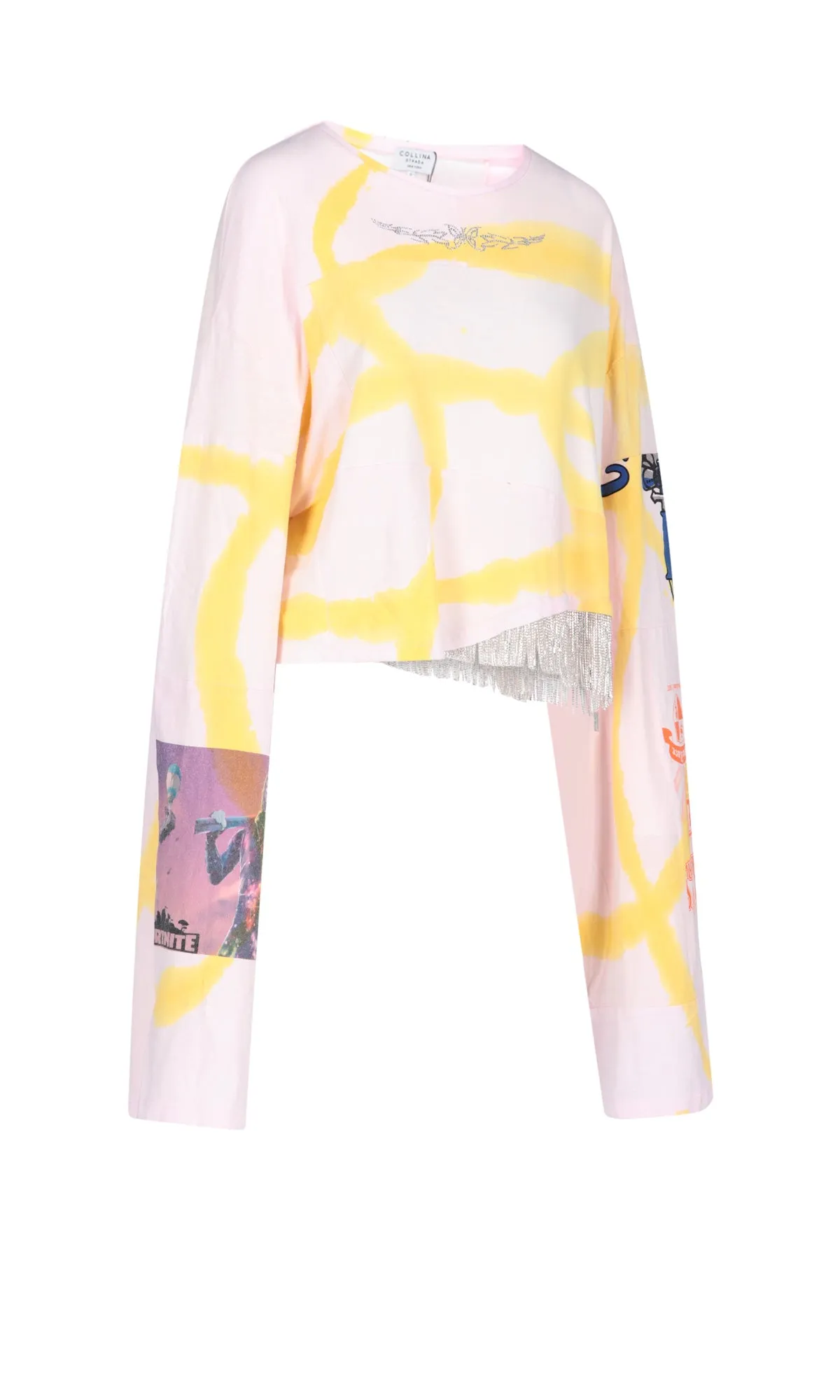 Collina Strada Rhinestone Embellished Cropped T-Shirt