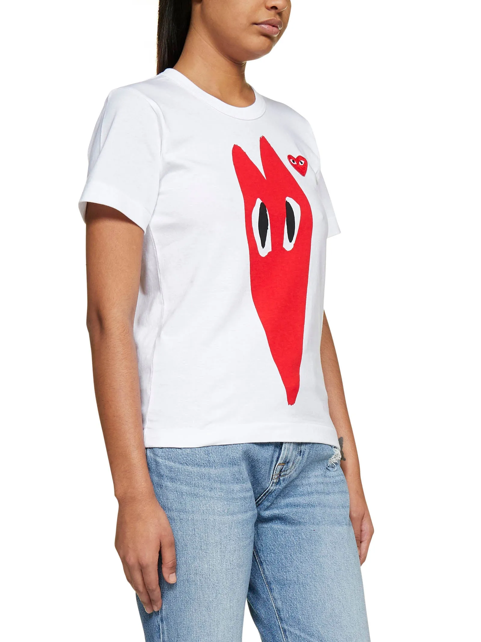 Comme des Garons Play Stretched Heart Print T-Shirt