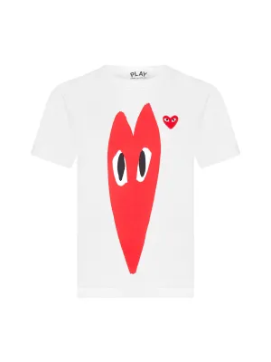 Comme des Garons Play Stretched Heart Print T-Shirt