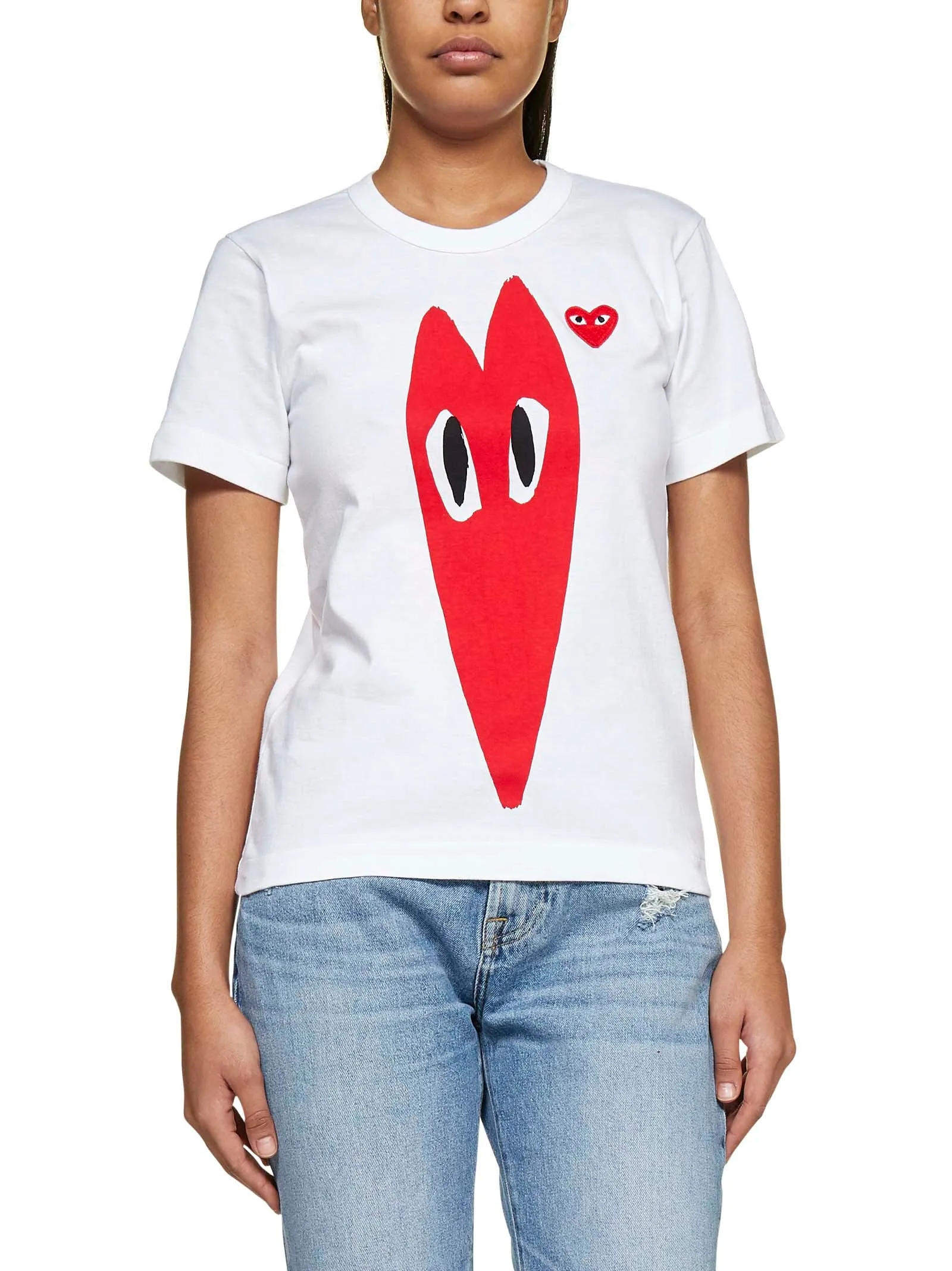 Comme des Garons Play Stretched Heart Print T-Shirt