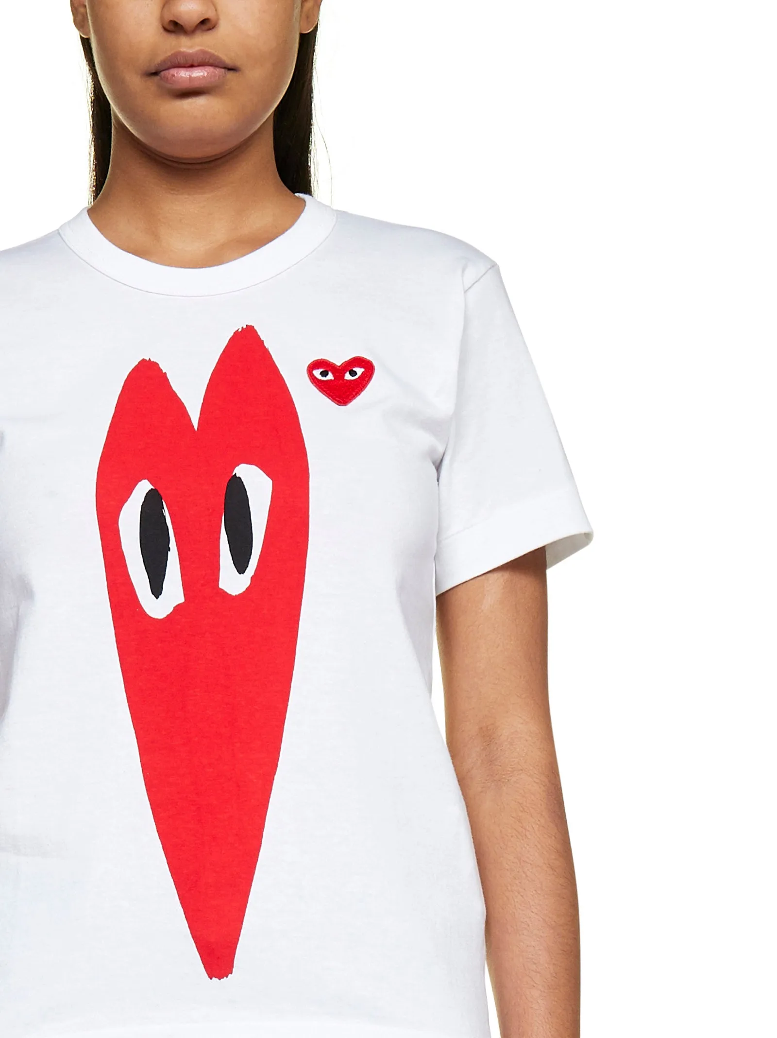 Comme des Garons Play Stretched Heart Print T-Shirt